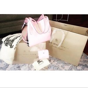 Pink Burberry canvas shoulder bag